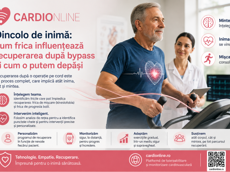 Descoperă de ce mulți pacienți evită mișcarea după o operație de bypass coronarian, ce este kinesiofobia și cum poate fi identificată și depășită pentru o recuperare cardiacă reușită.
