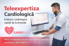 Teleexpertiza cardiologica. Medic ce sta la calculator si citeste investigatiile unui pacient cu care discuta.